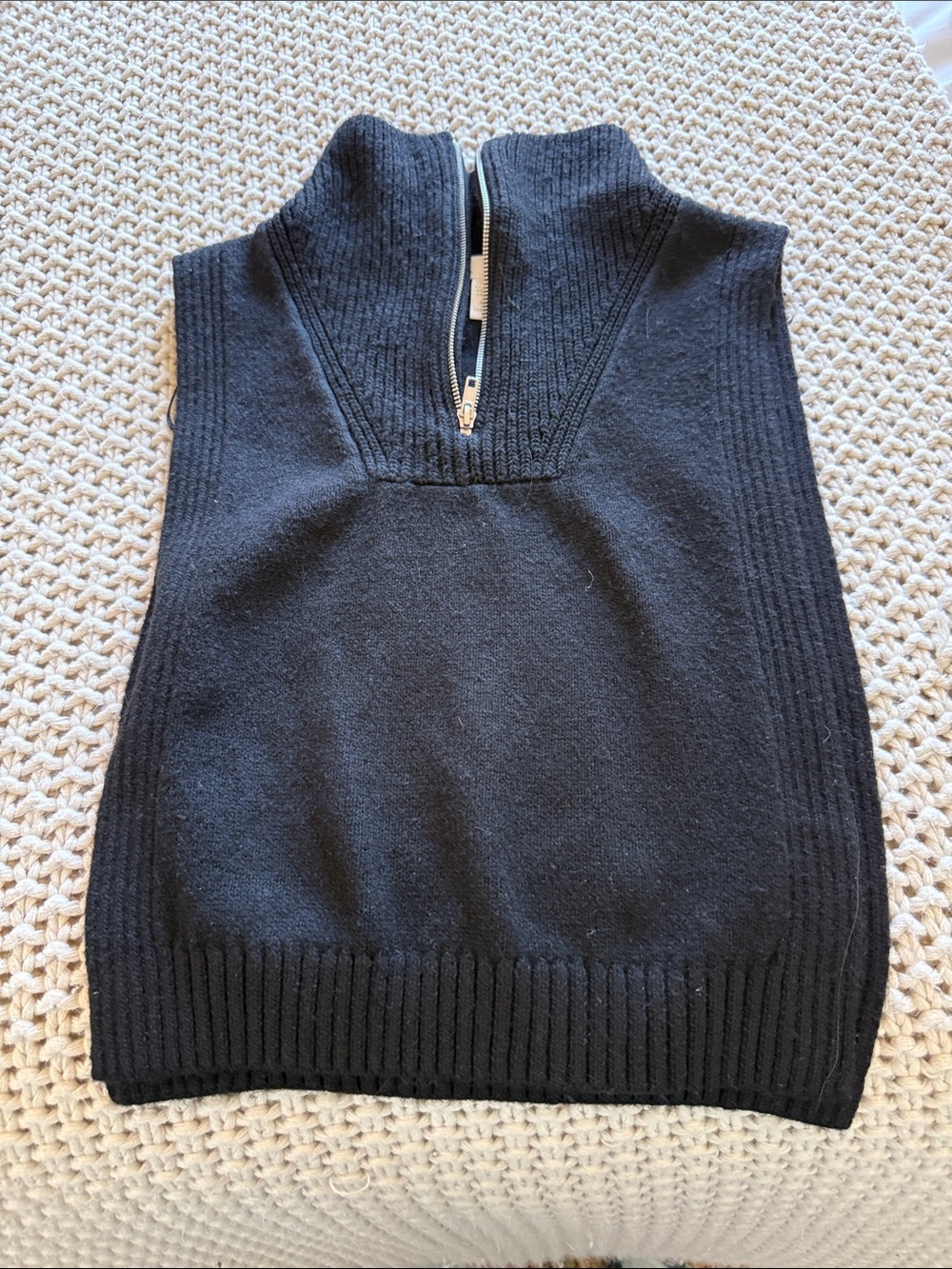 H&M Black Half-Zip Turtleneck Sweater Vest